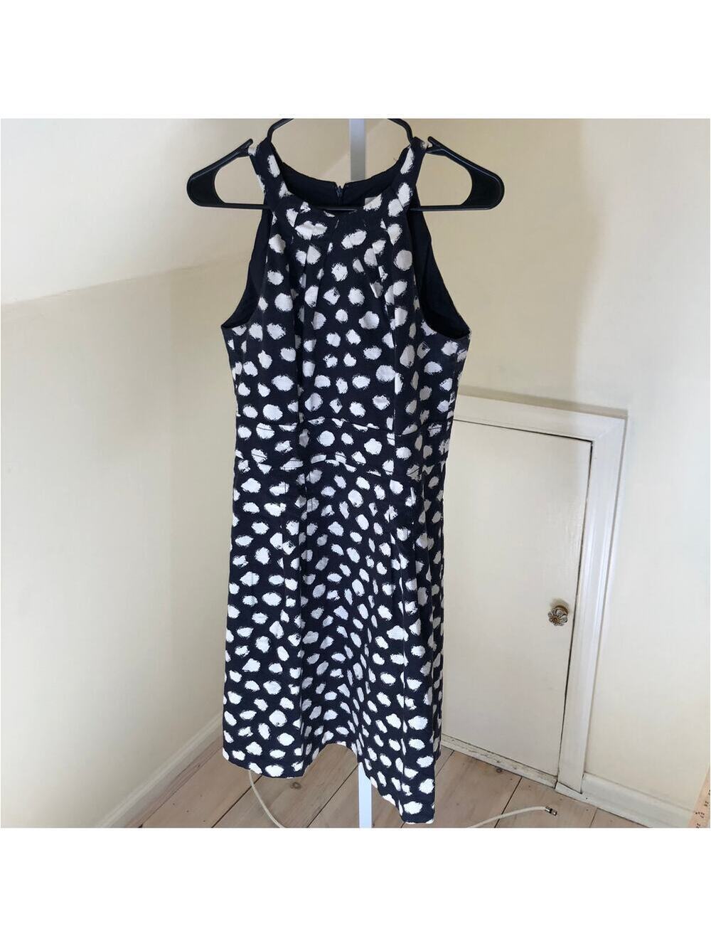 Loft EUC Women's Navy White Halter Neck Polka Dot Dress Size 6